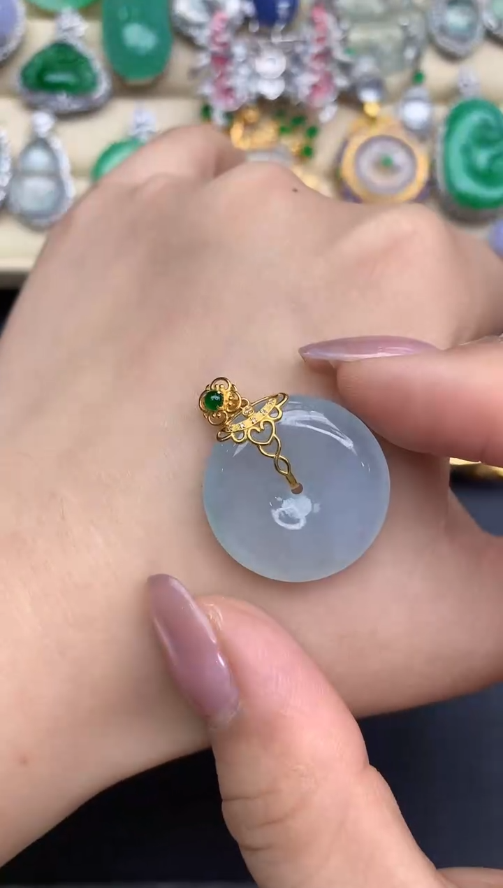 颈饰18K金镶嵌翡翠189-中国好珍宝