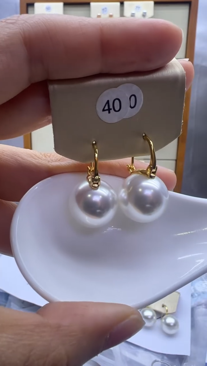 银S925镶嵌耳饰淡水珍珠400