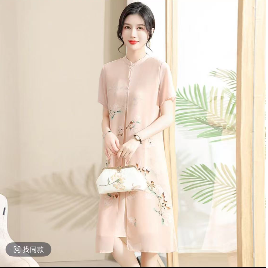 354-中老年女装时尚中式长裙民族风连衣裙常规款日常复古极简风