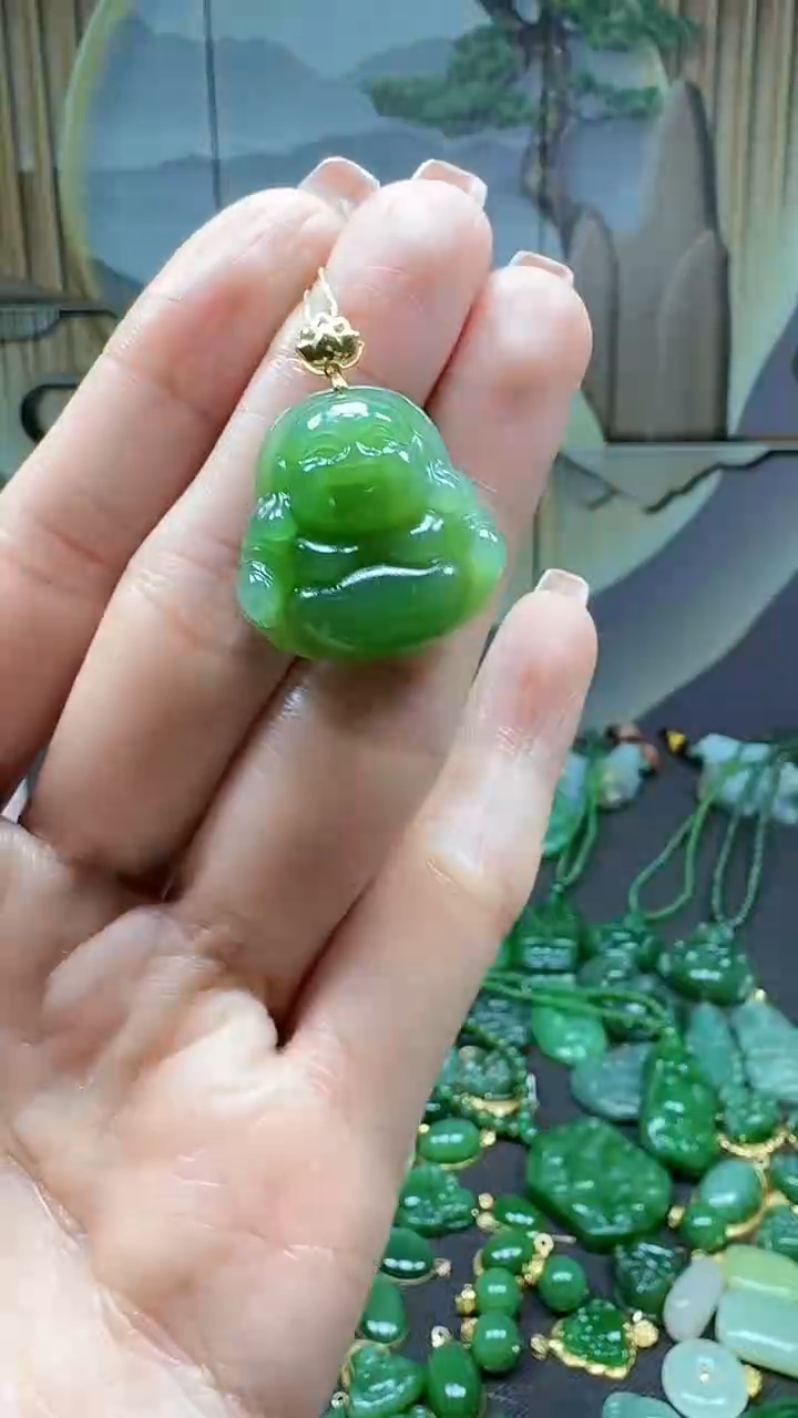 【闪购商品】和田玉吊坠(不含链)18K金镶嵌1