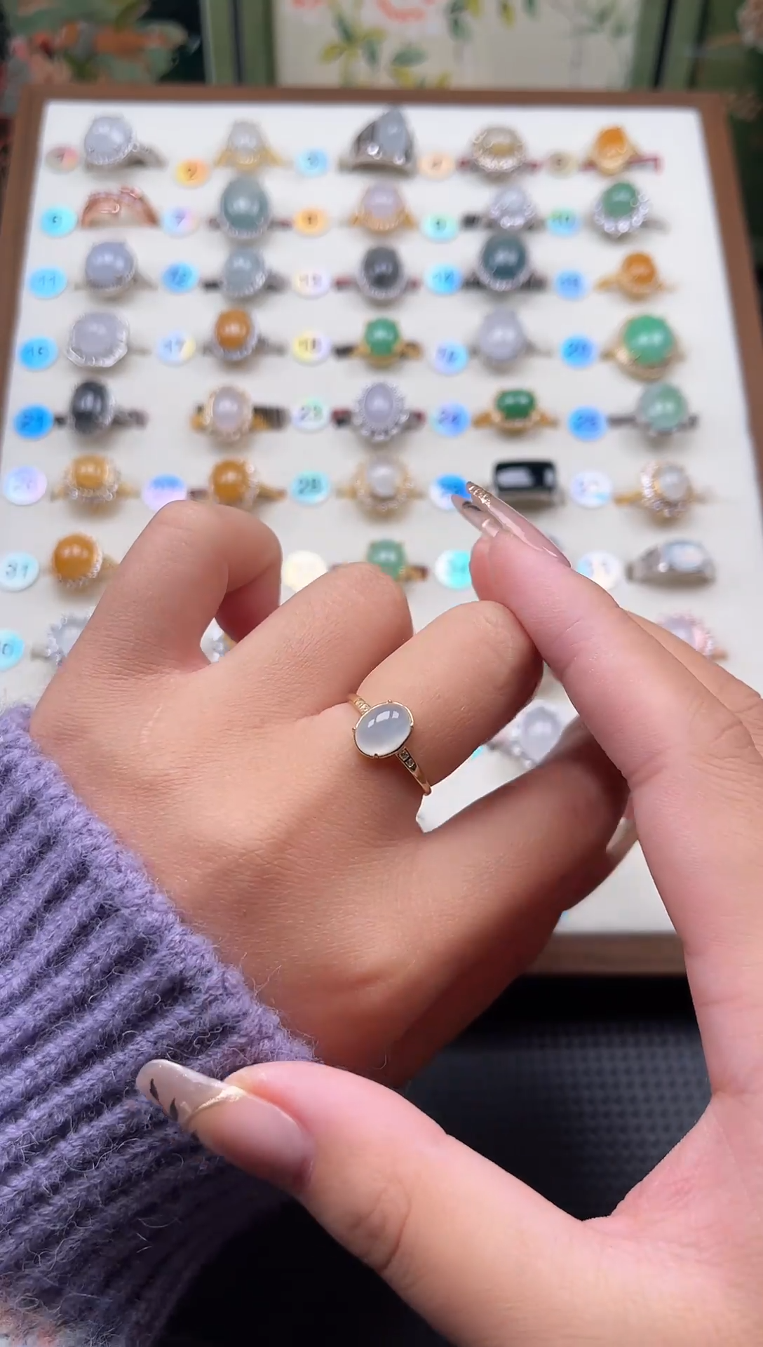 【闪购商品】翡翠戒指银S925镶嵌天然A货翡翠戒指（有纹）