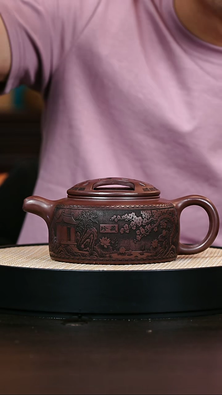 茶壶紫砂S级石红牛盖莲子600cc