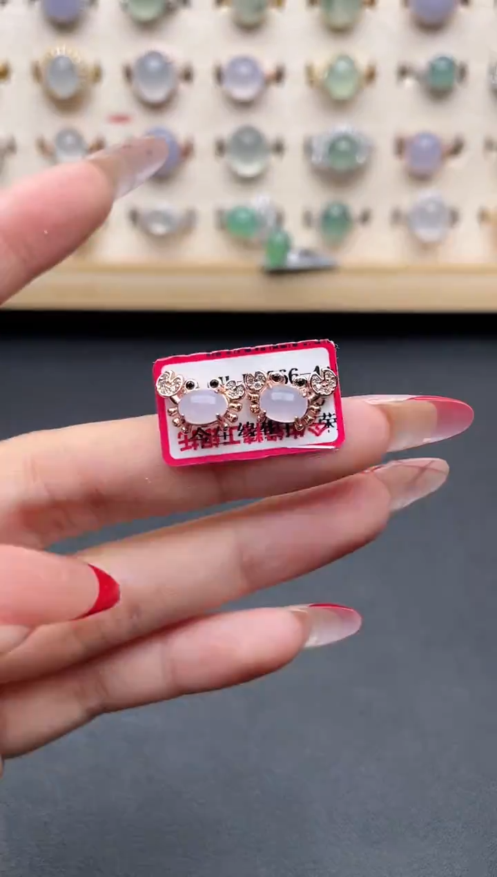 【闪购商品】翡翠耳饰银S925镶嵌一物一证一礼盒