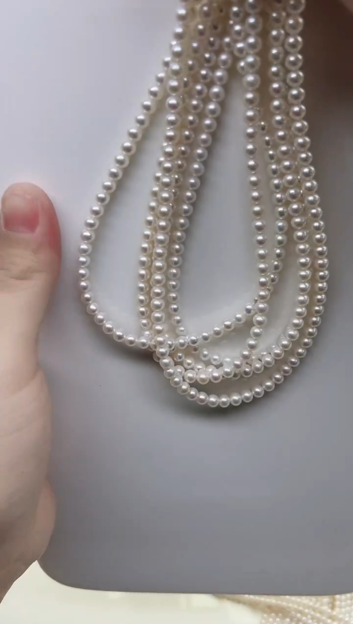 项链未镶嵌淡水珍珠极光白近圆小米链 4.5-5mm