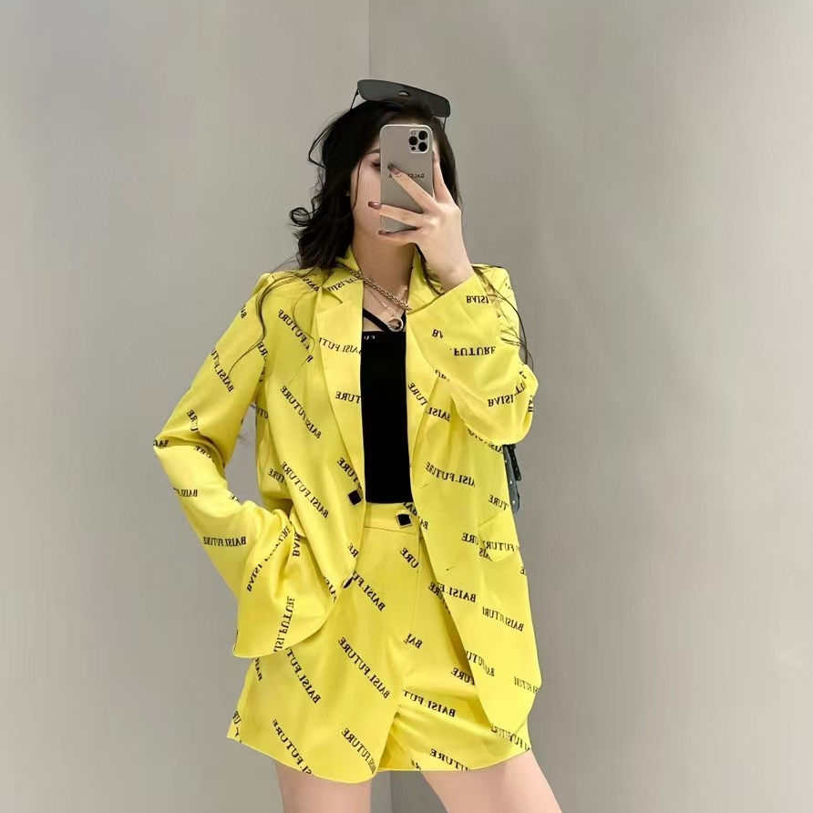 轻奢风创驳领女短裤印花雪纺时尚花色高腰短裤韩版短裤