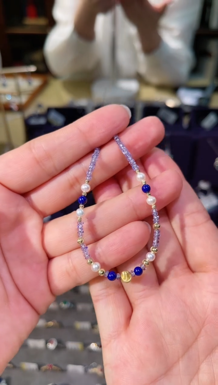 【闪购商品】坦桑石手链18K金镶嵌坦桑石手链