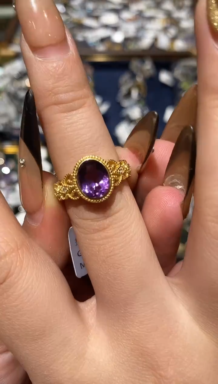 银S925镶嵌戒指紫晶楚楚珠宝中古甄选不退换