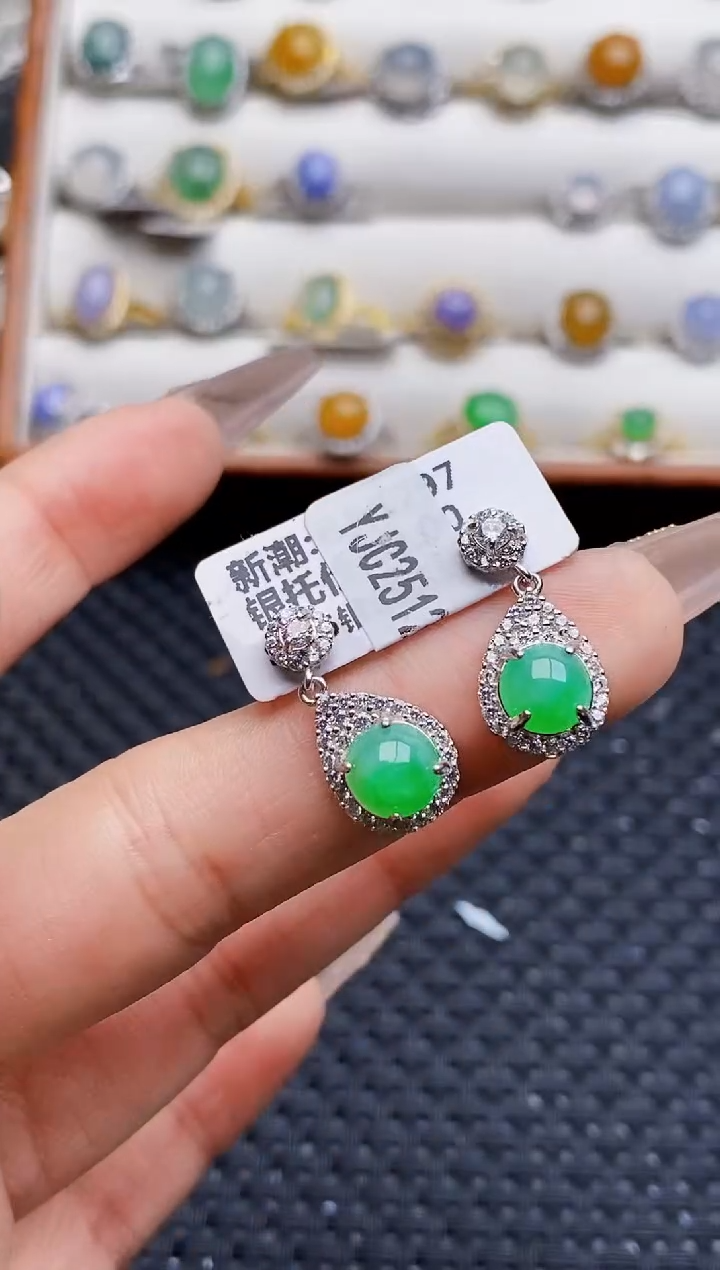 银S925镶嵌戒指翡翠7183