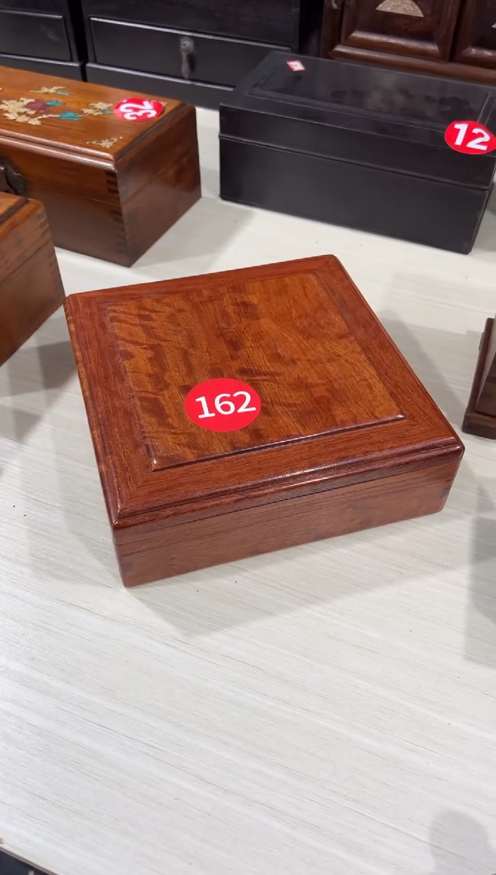 木木 花梨木方形机关盒储物盒茶饼盒