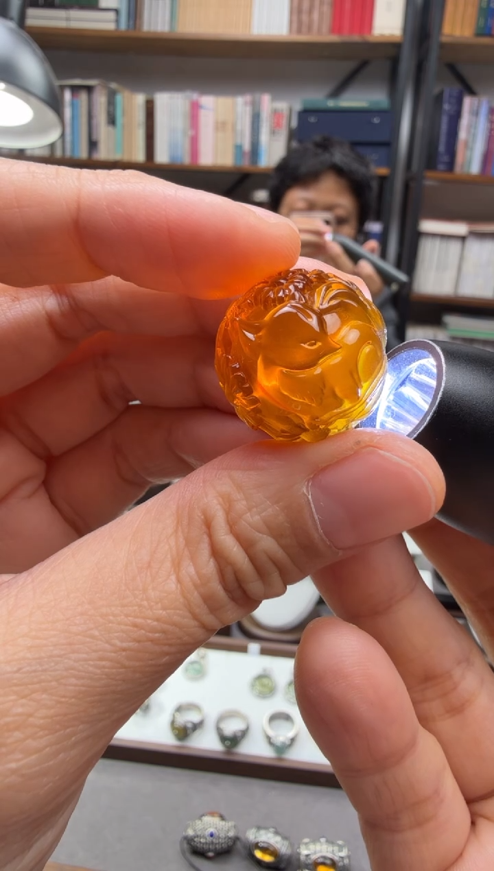琥珀颈饰未镶嵌九尾狐单珠21