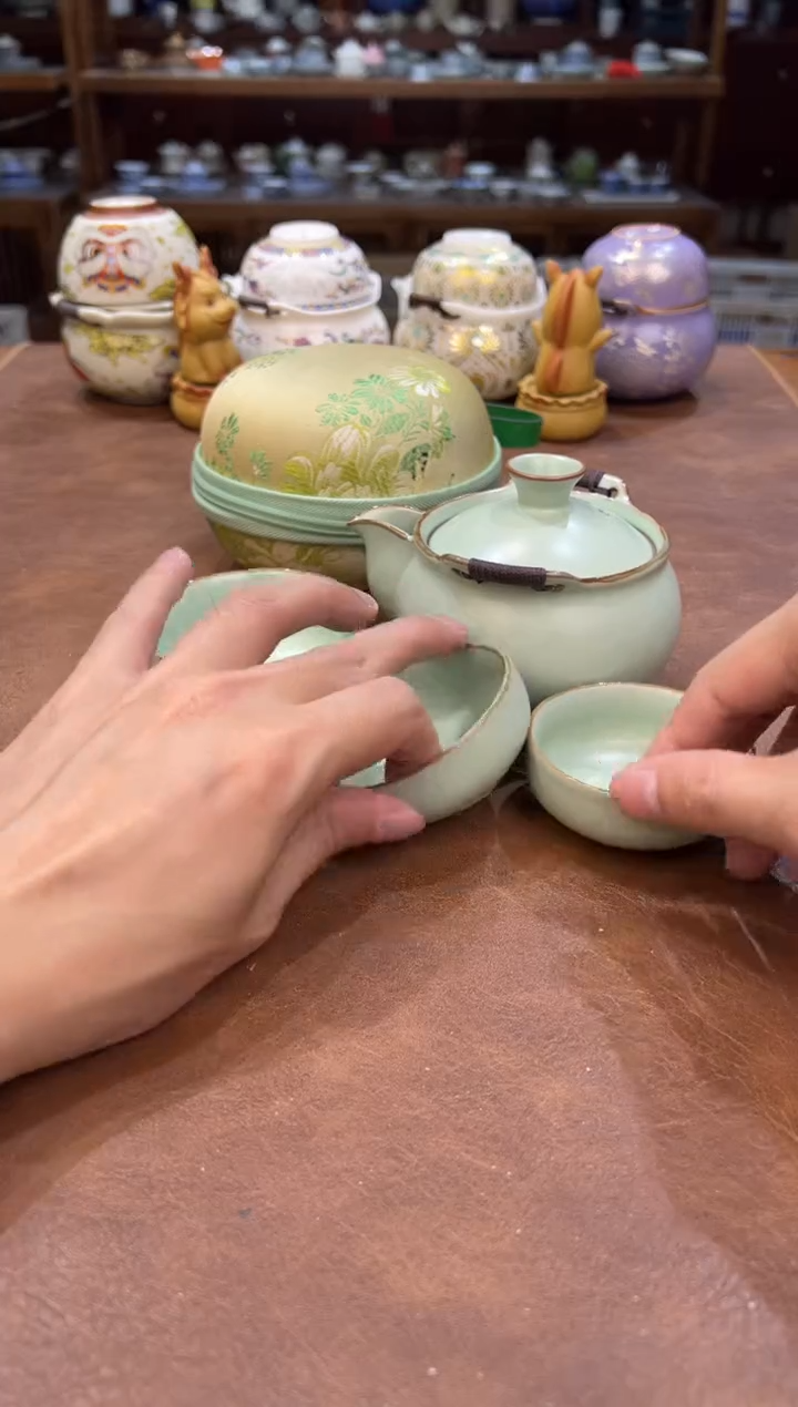 真的很便宜超好看会开片的旅行茶具