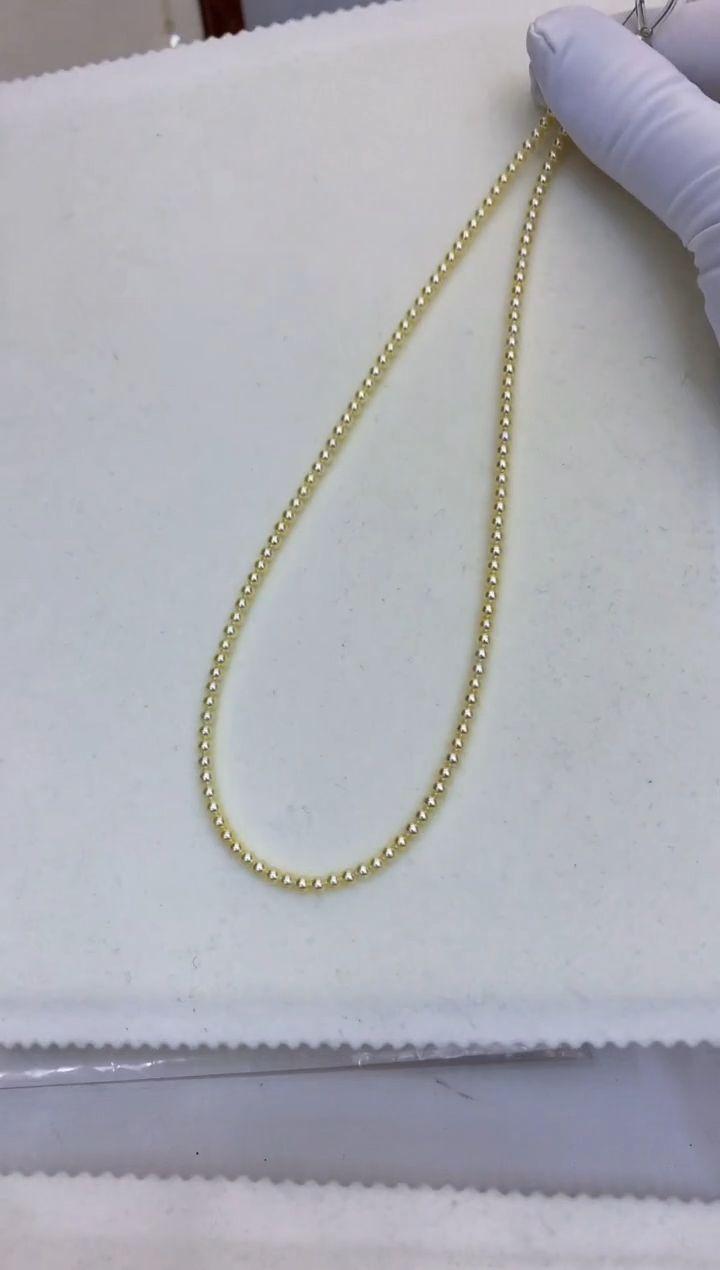 18K金镶嵌海水珍珠饰品3-3.5羽皇金小米链带大证SS