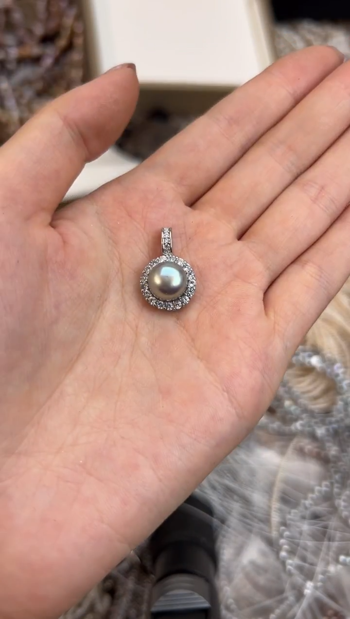 未镶嵌福利淡水珍珠万能扣*吊坠灰色