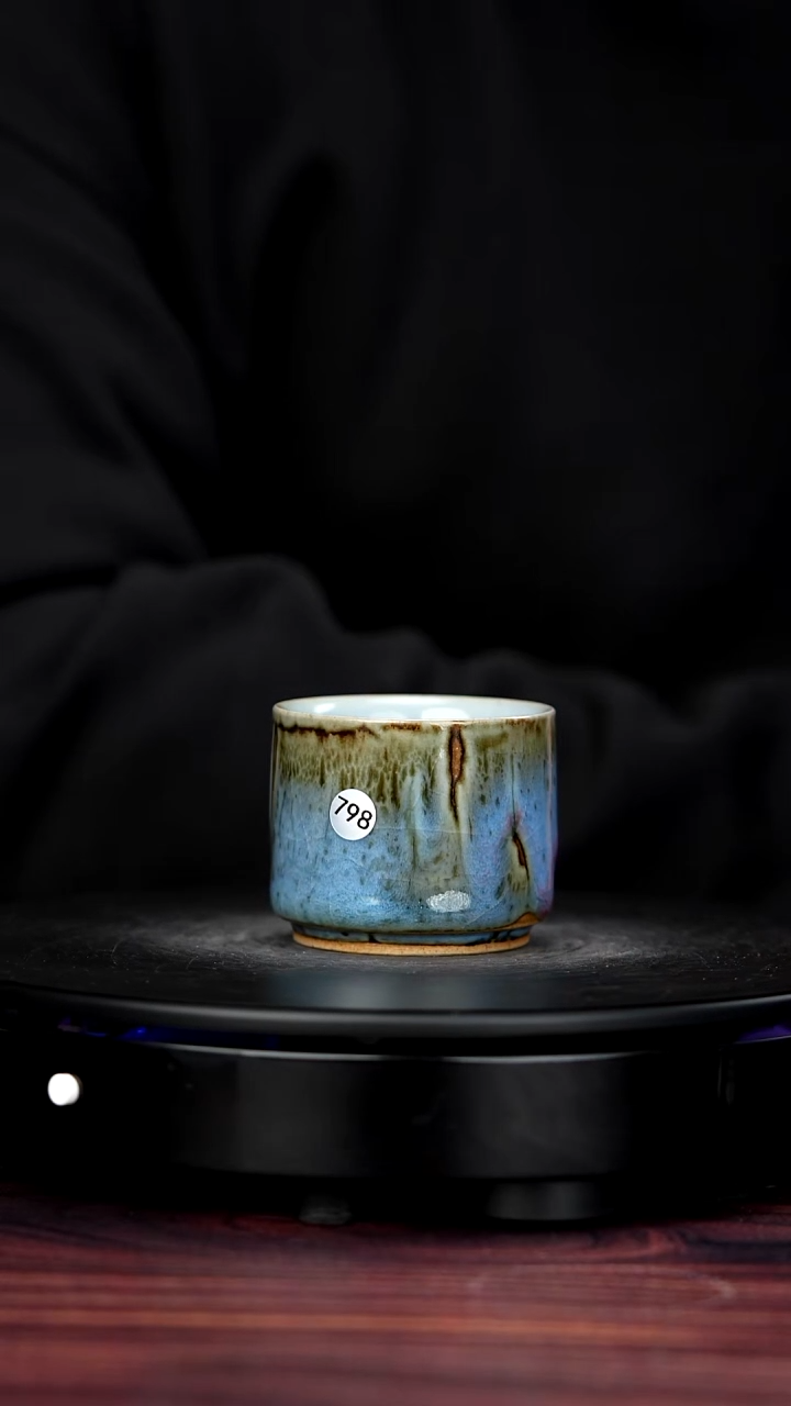 壶瓷798#白露伟一级品原矿钧瓷花瓣釉扳指杯