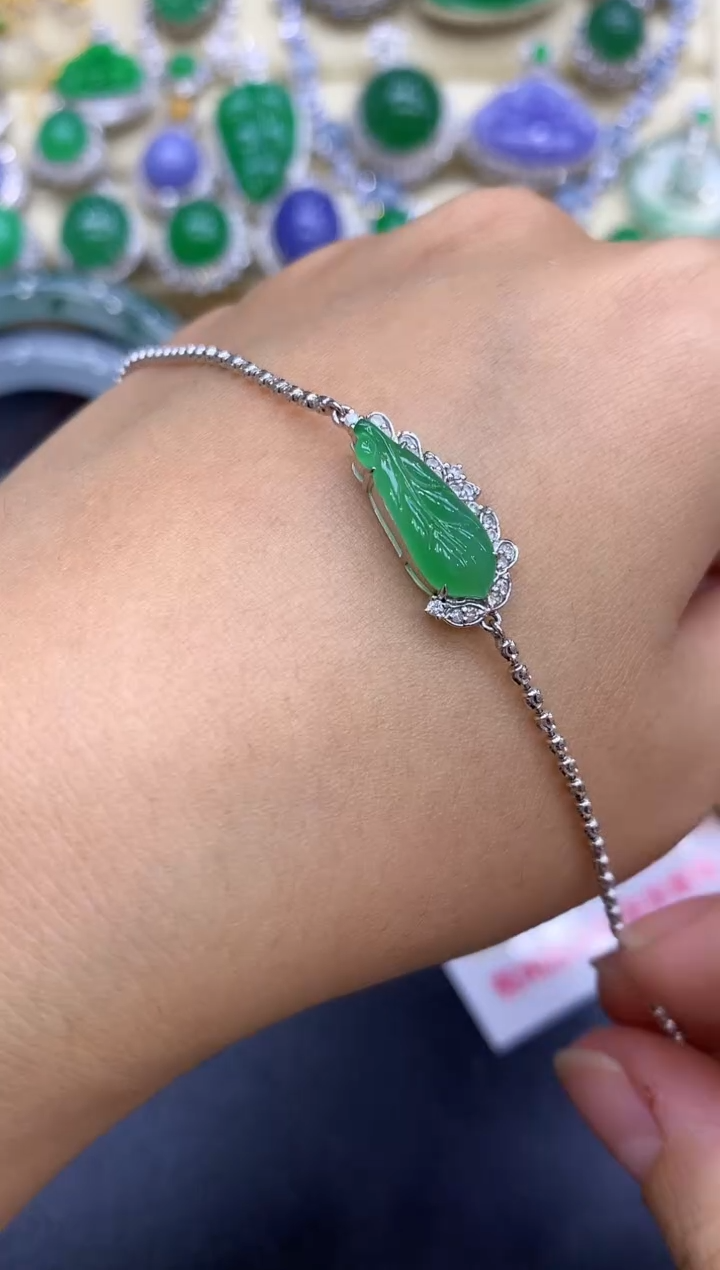 18K金镶嵌手链翡翠410-中国好珍宝