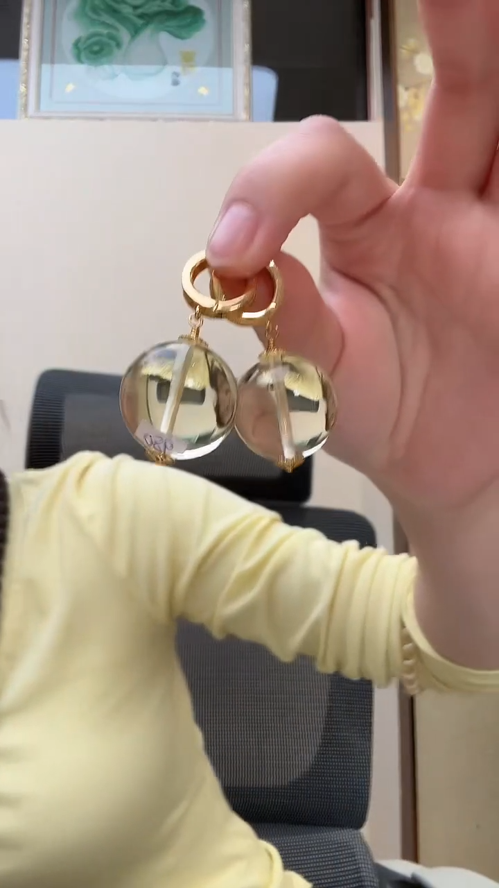 琥珀未镶嵌耳饰耳环