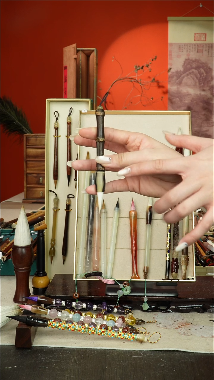 108号闪孤品高货毛笔链接 清水试笔 蘸墨不退