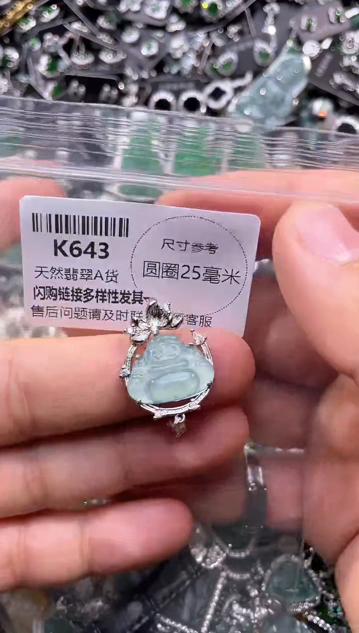 翡翠未镶嵌颈饰K643吊坠