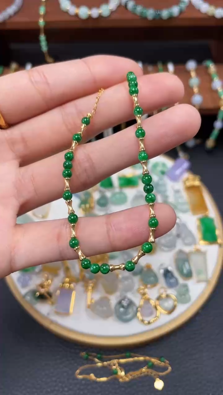 【闪购商品】翡翠套链18K金镶嵌一个  JK528