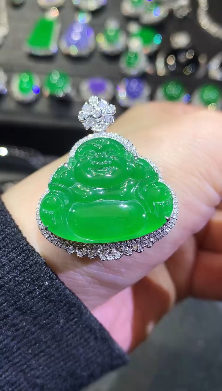 【闪购商品】翡翠吊坠(不含链)18K金镶嵌44-佛公