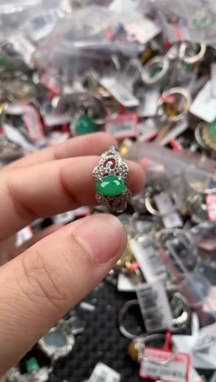 银S925镶嵌戒指翡翠333   3