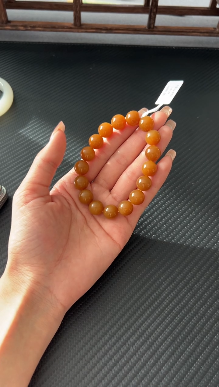 未镶嵌手串和田玉且末金山微色差卡12