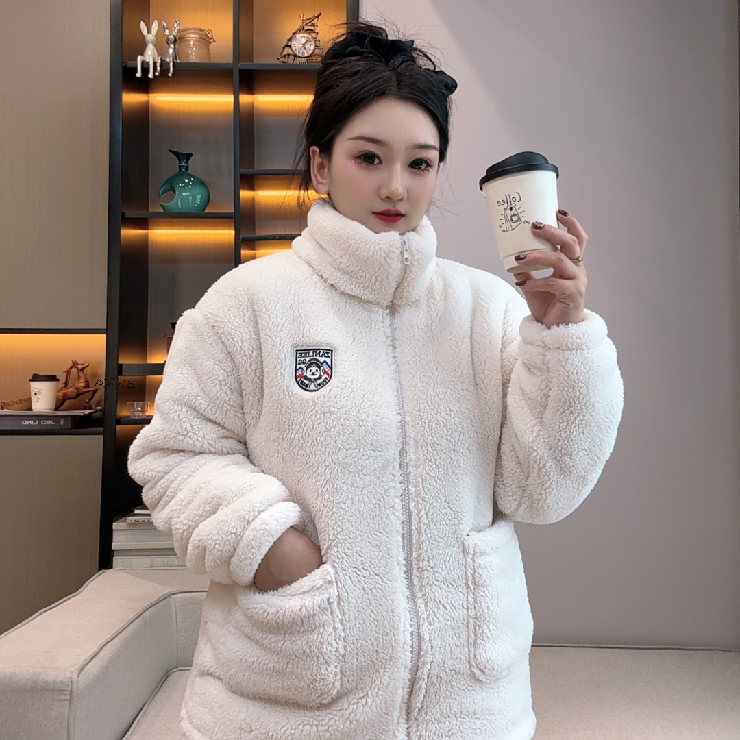 女款珊瑚绒冬季高领睡衣时尚长裤冬季家居服套装可外穿爆款简约