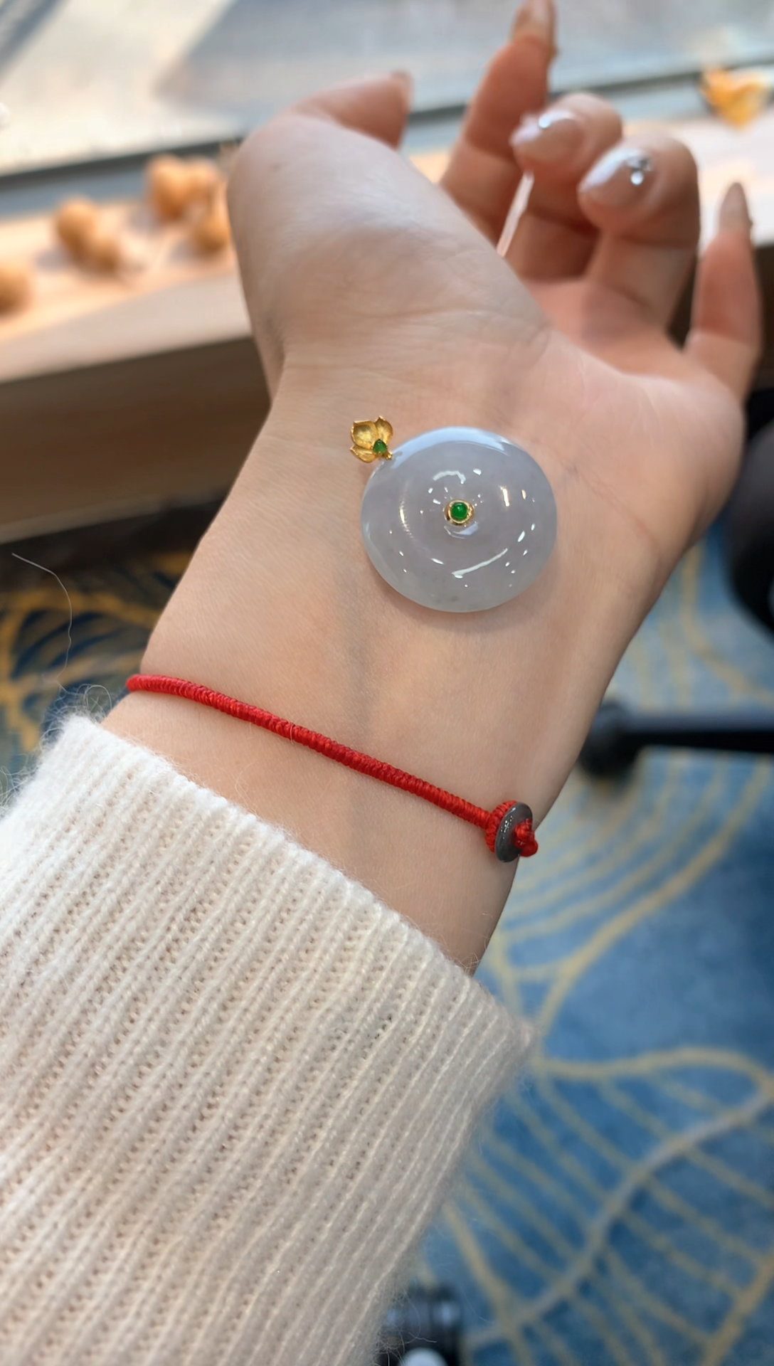 【闪购商品】翡翠吊坠(不含链)18K金镶嵌平安扣