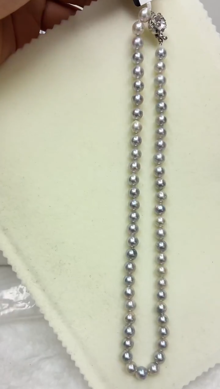 未镶嵌DA海水珍珠灰珠串链7-8 y1138