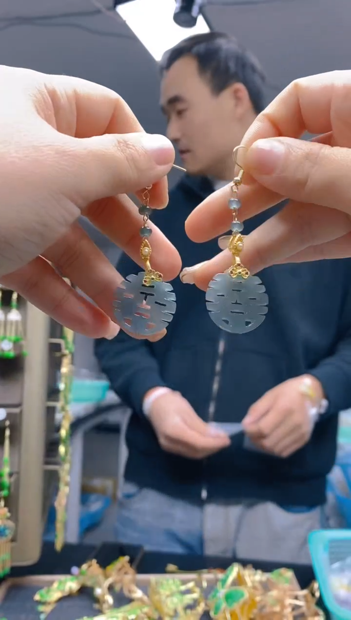 【闪购商品】翡翠耳饰合金0469翡翠耳钩