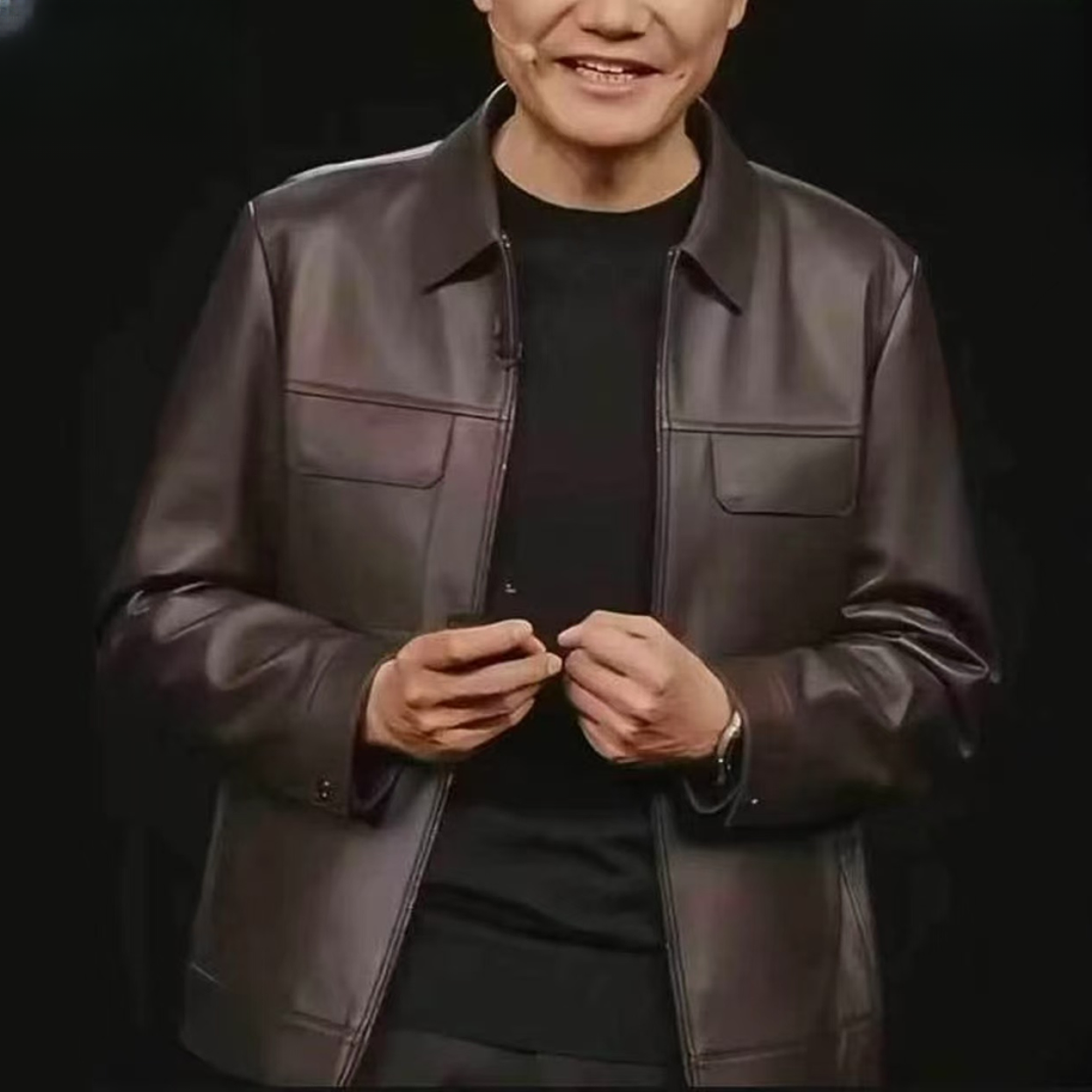 雷军同款皮衣 头层绵羊皮男士休闲时尚真皮商务翻领男款春秋经典