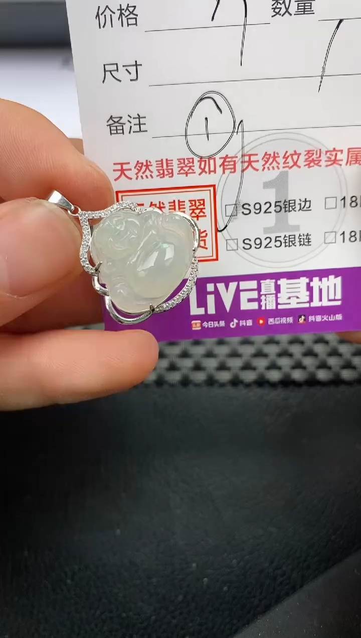 【闪购商品】翡翠颈饰银S925镶嵌挂件