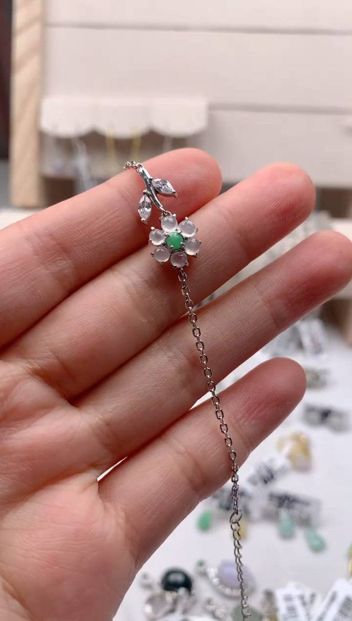 银S925镶嵌手链翡翠3还