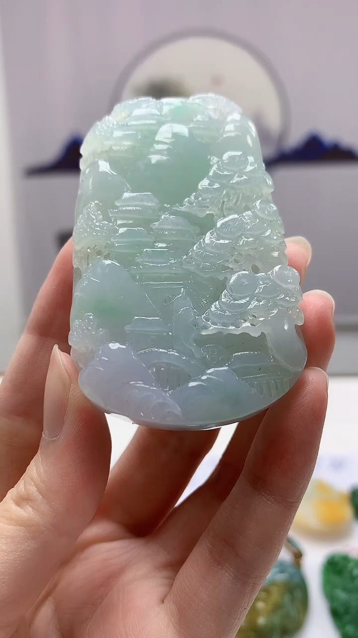 【闪购商品】定制翡翠未镶嵌4852zm-毛货挂件山水94