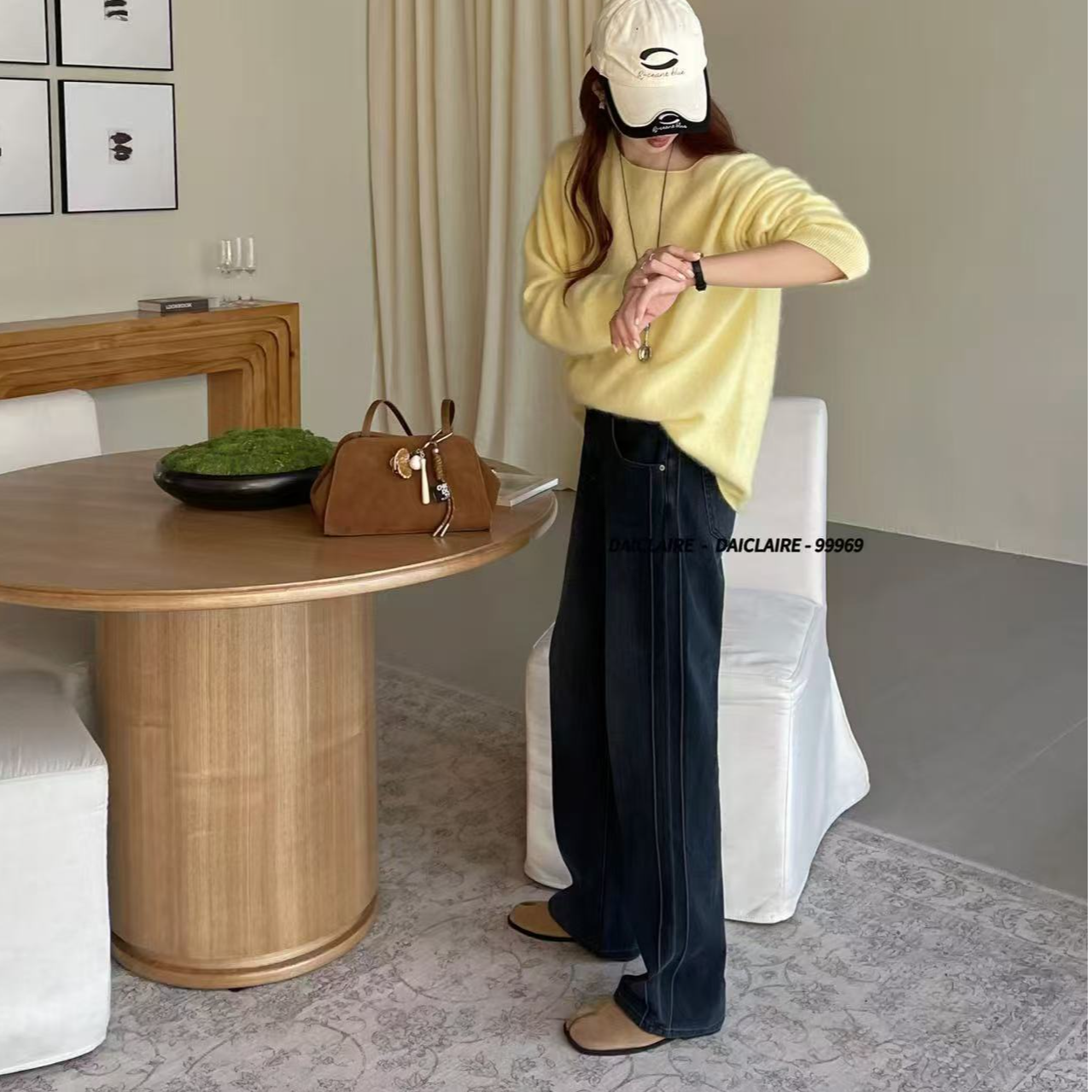 【代嘉儿·森调】【99969】冬季爆款miu窄版阔腿裤牛仔裤磨毛款百搭