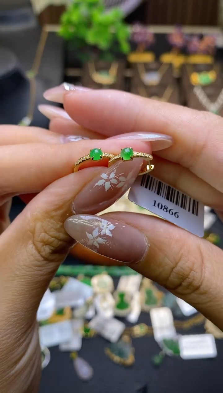 翡翠18K金镶嵌颈饰净货10866