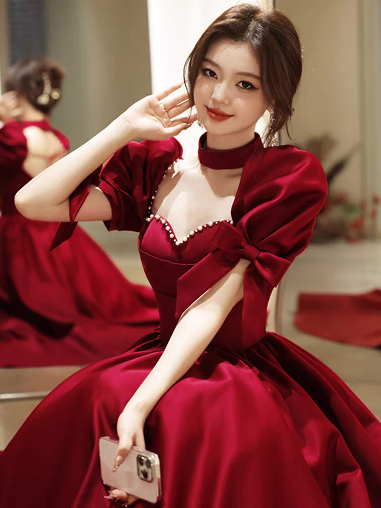 敬酒服新娘订婚礼服高级感在逃公主结婚大码绑带