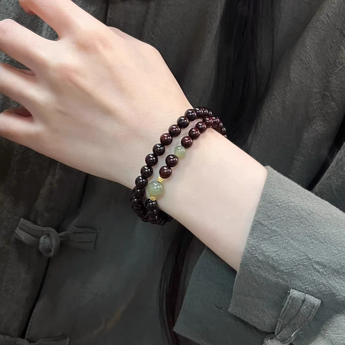 正宗印度小叶紫檀手串招财转运补木手链女款新中式文玩木质盘玩