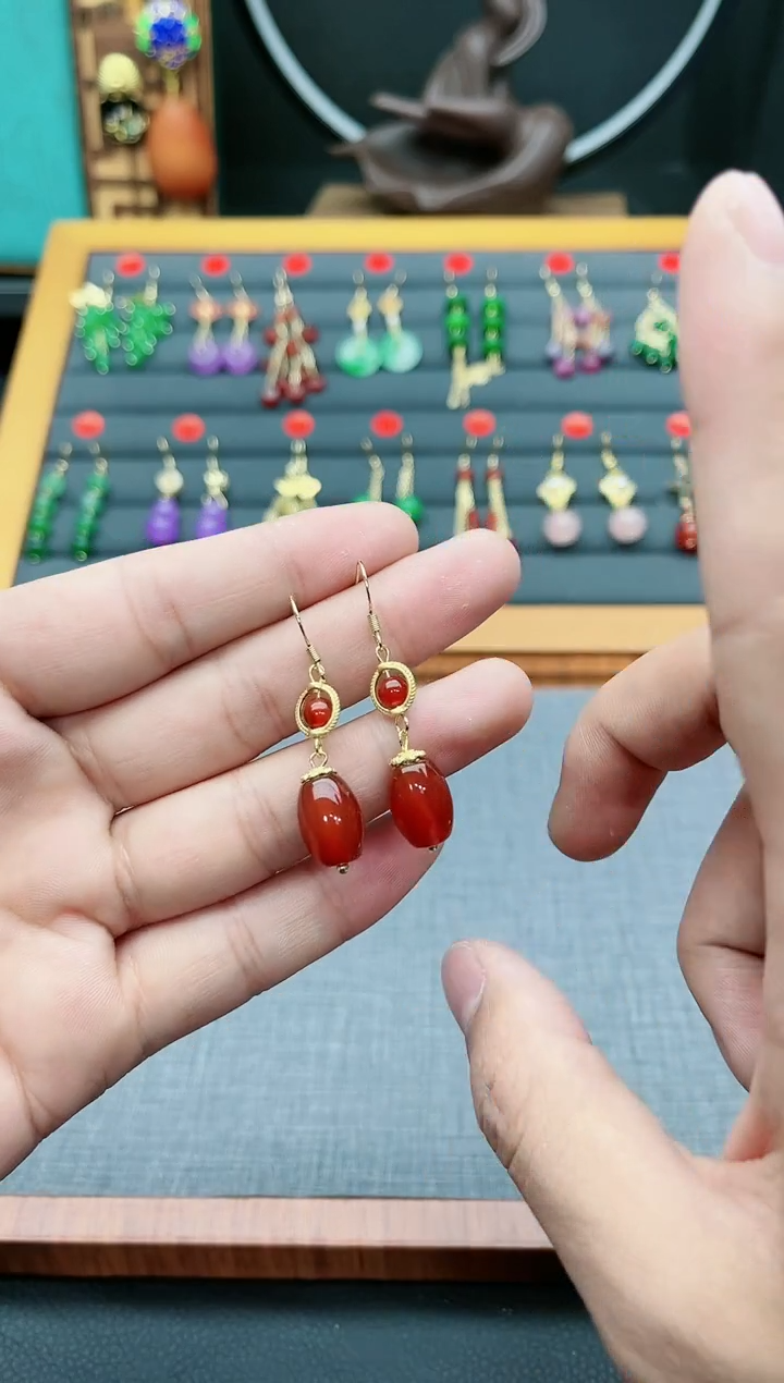 【闪购商品】南红玛瑙耳饰银S925镶嵌525000