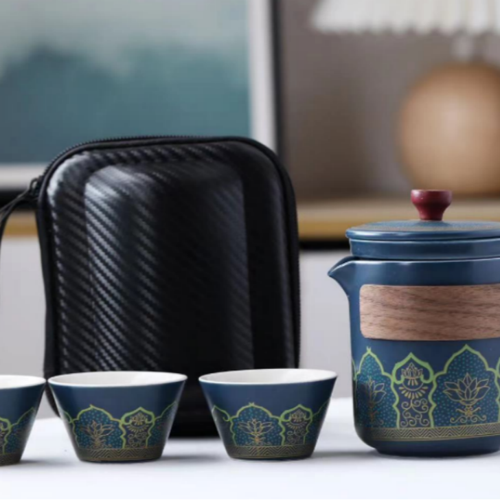 KK0280-蓝色快客户外防烫便携旅行套装茶具