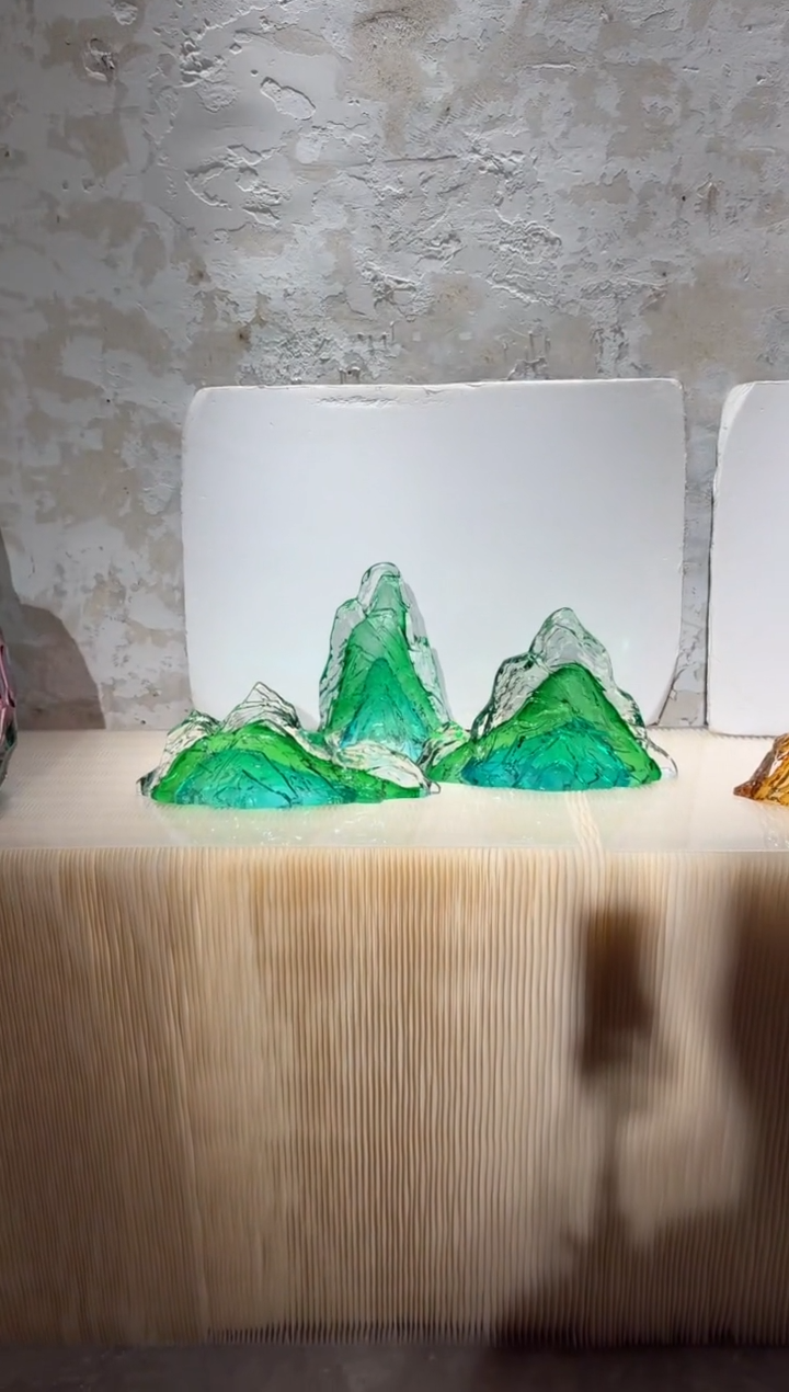 摆件m****o璨石美学翡翠山一组艺术摆件