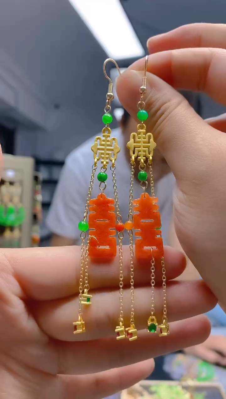 【闪购商品】翡翠耳饰合金0191翡翠耳钩