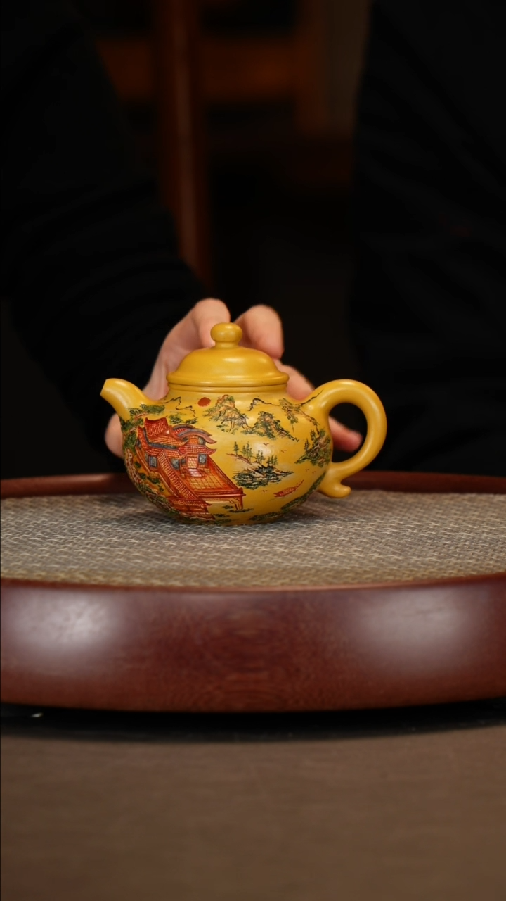 【闪购商品】紫砂茶壶古莲子浮雕刻230c博古架+花开富贵+福