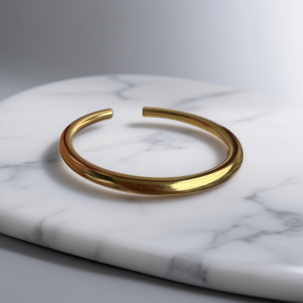 合金手镯 金色圈口可调节古法素圈亮面气质时尚简约风