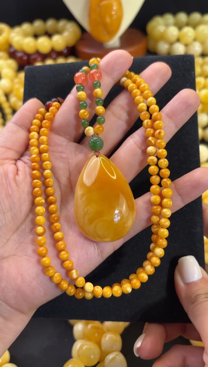 【闪购商品】蜜蜡颈饰未镶嵌水滴套链