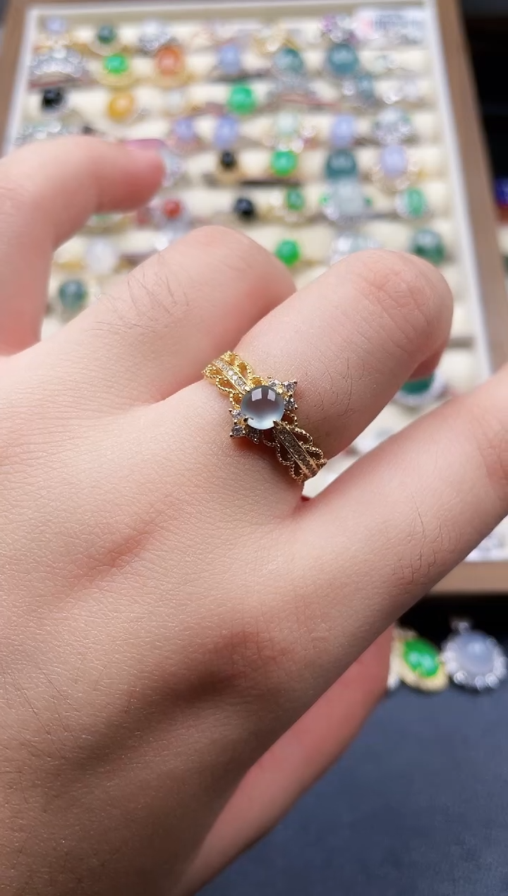 银S925镶嵌戒指翡翠1