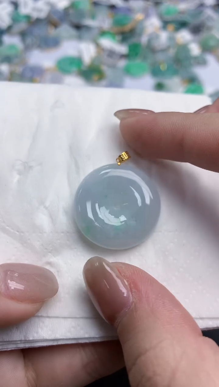 【闪购商品】翡翠颈饰18K金镶嵌天然缅甸翡翠A货