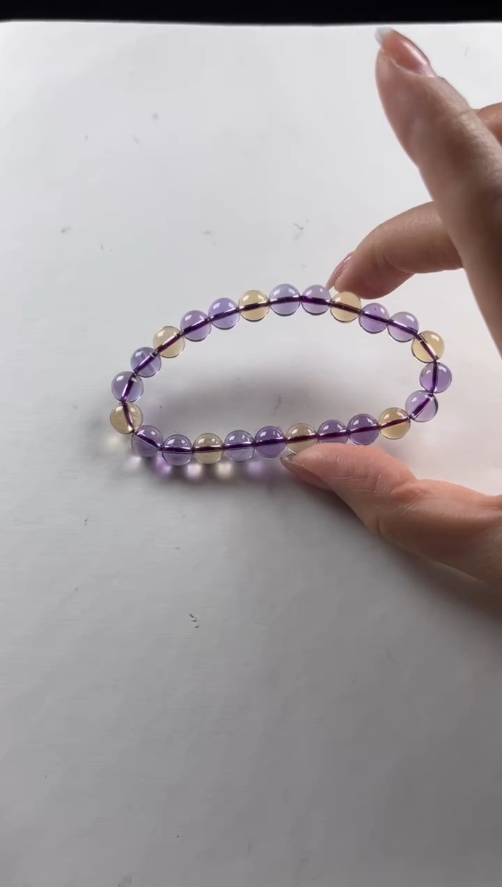 【闪购商品】水晶手链未镶嵌天然紫黄圆珠手串7mm