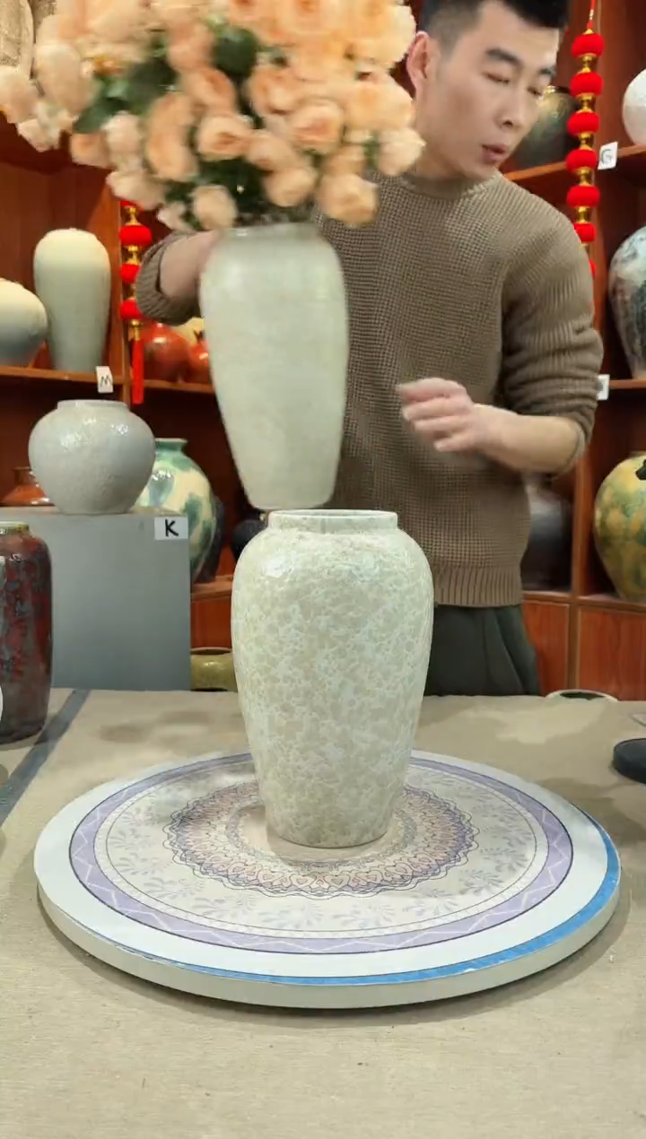 【闪购商品】瓶陶瓷花瓶 无花 茶白中号