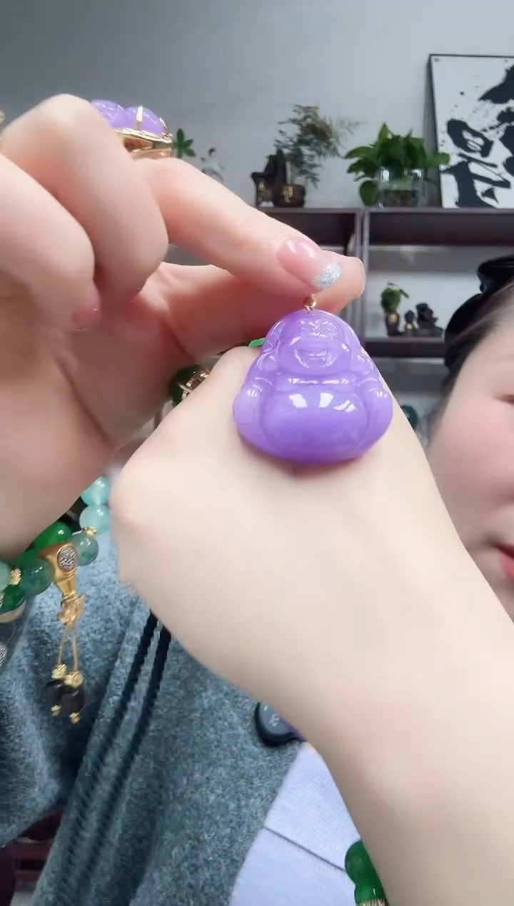 吊坠(赠链)未镶嵌翡翠紫翡佛公